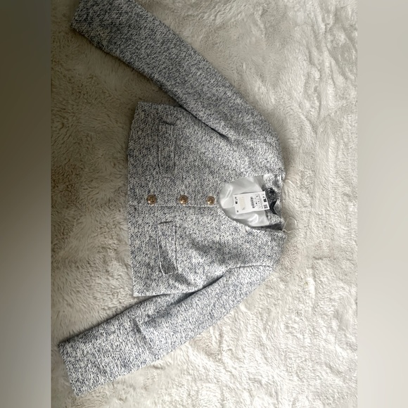 ZARA TEXTURED TWEED BLAZER GOLD BUTTON - Picture 7 of 9